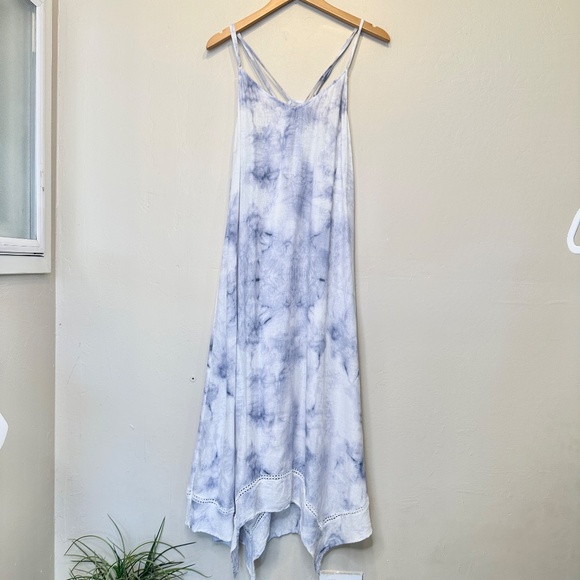 Rachel Zoe Linen Blend Tie Dye Pattern Lace Waterfall Summer Swim Coverup Dress - Picture 4 of 12